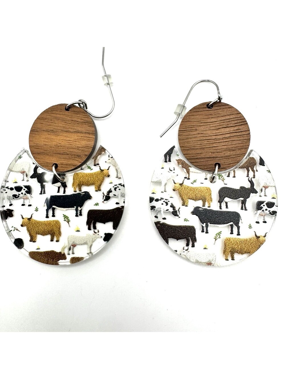 Cow Collage Dangle Earrings